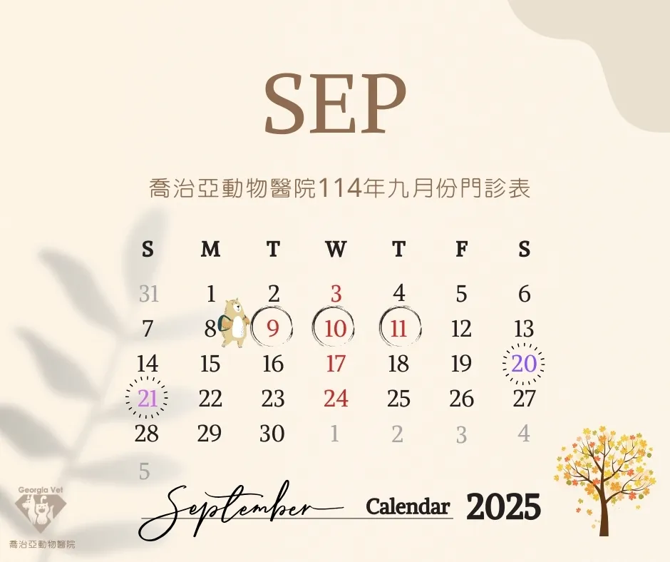 【公告】九月份門診表：原公告圖片